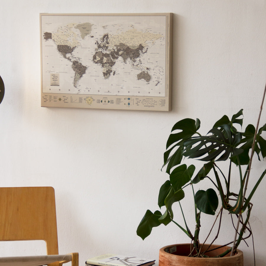 World Map Canvas - Woody Map Canva