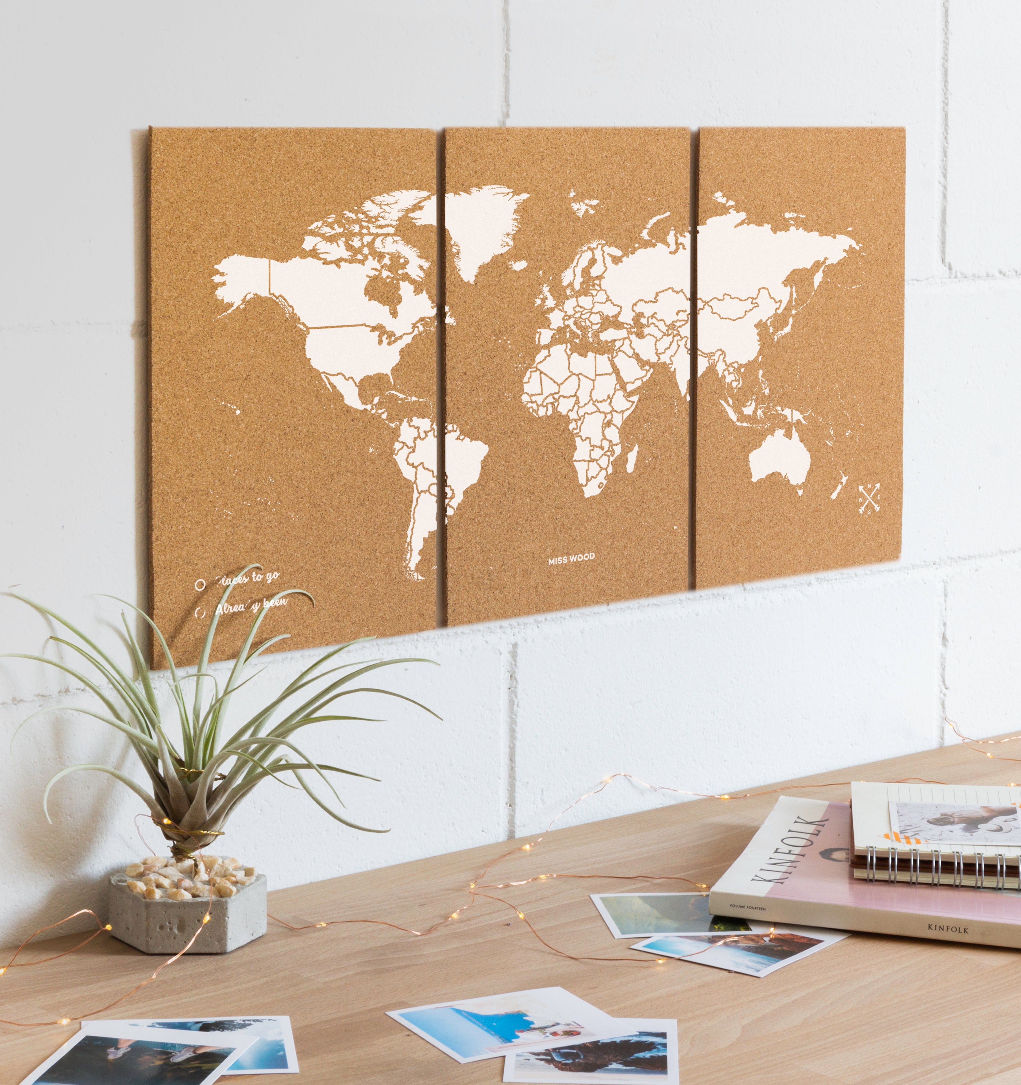 Mapa del mundo de corcho - Woody Map Natural Puzzle-M (60 x 30 cm) / Blanco-M (60 x 30 cm)-Blanco-Misswood