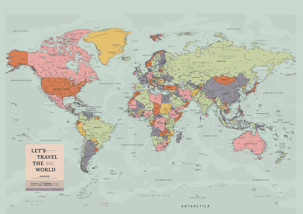Descargar mapamundi politico con nombres y fronteras de colores gratis