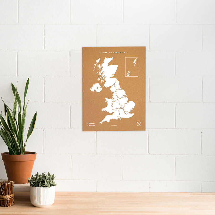 Mapa de corcho - Woody Map Natural Reino Unido-60 x 45 cm / Blanco / Sin Marco-60 x 45 cm-Blanco-Sin MarcoMisswood