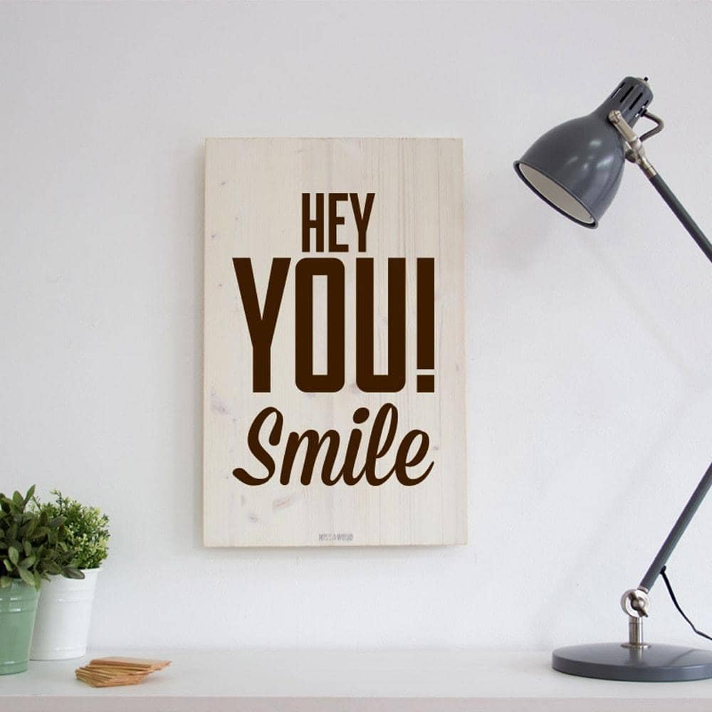 Cartel de Madera Hey you Smile-40 x 60 cm / Blanco-40 x 60 cm-Blanco-Misswood