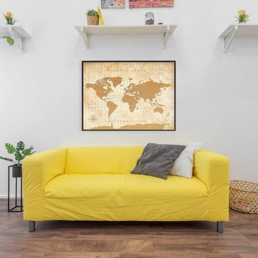 Mapamundi corcho - Woody Map Watercolor Golden----Misswood