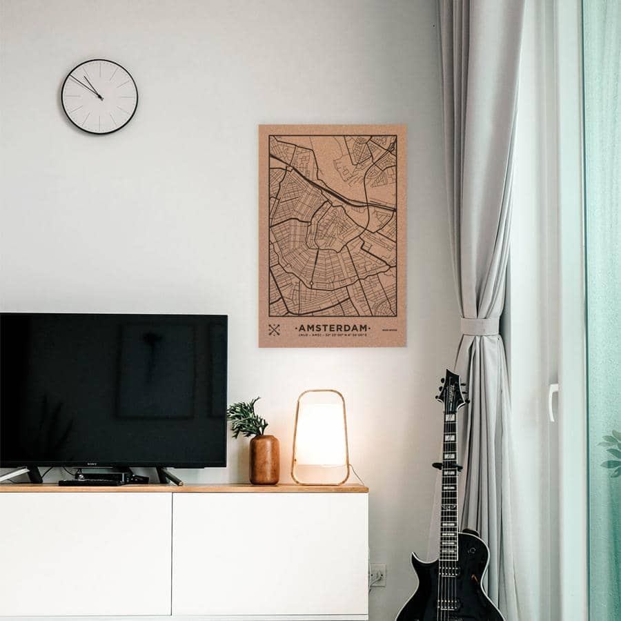 Mapa de corcho - Woody Map Natural Amsterdam - Misswood