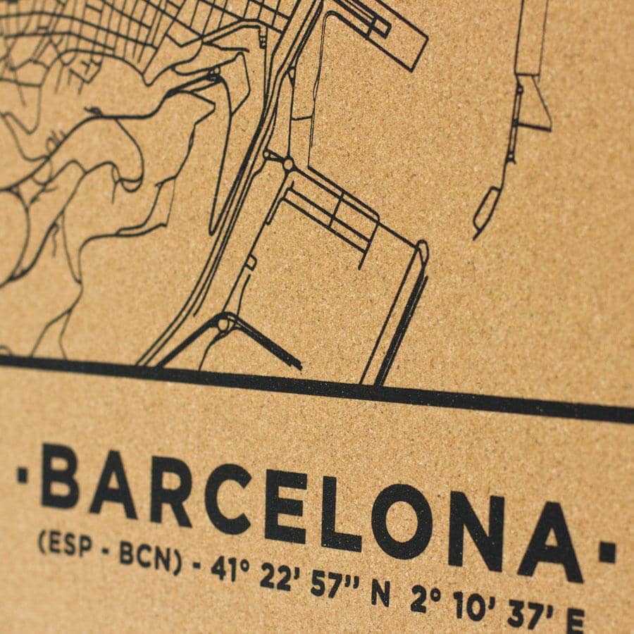 Mapa de corcho - Woody Map Natural Barcelona - Misswood