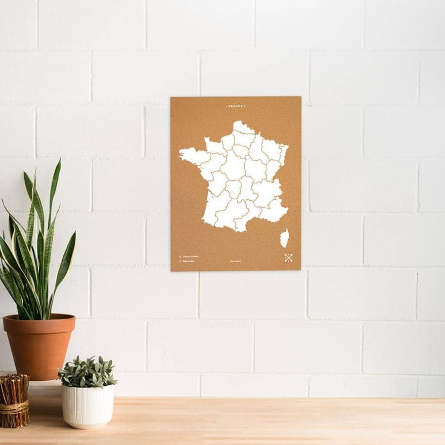 Mapa de corcho - Woody Map Natural Francia - Misswood