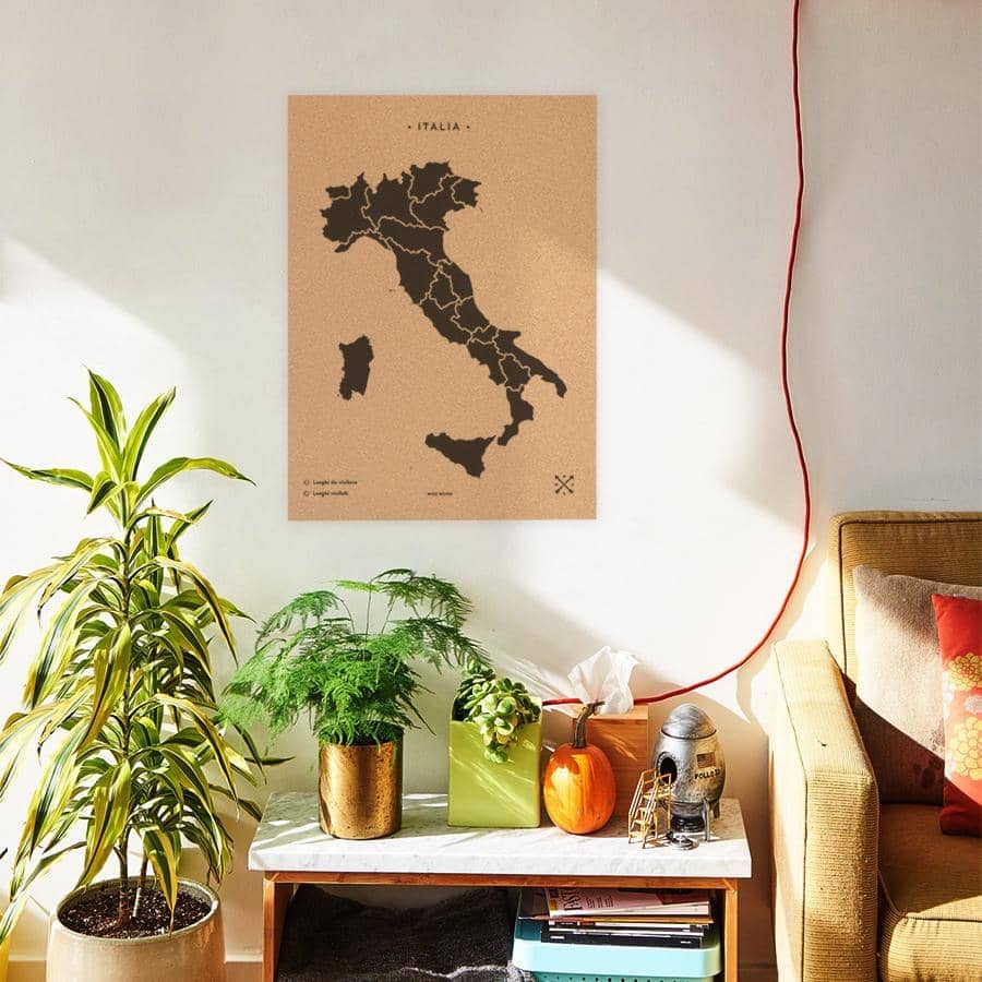 Mapa de corcho - Woody Map Natural Italia - Misswood