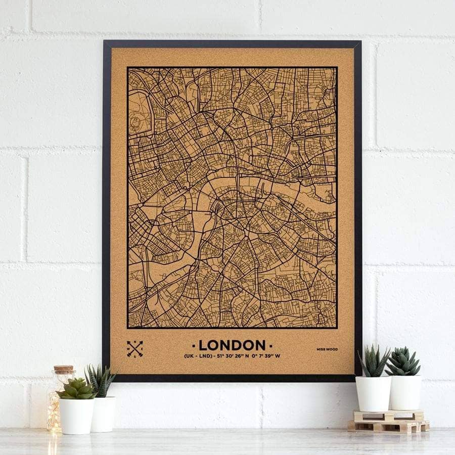 Mapa de corcho - Woody Map Natural Londres - Misswood