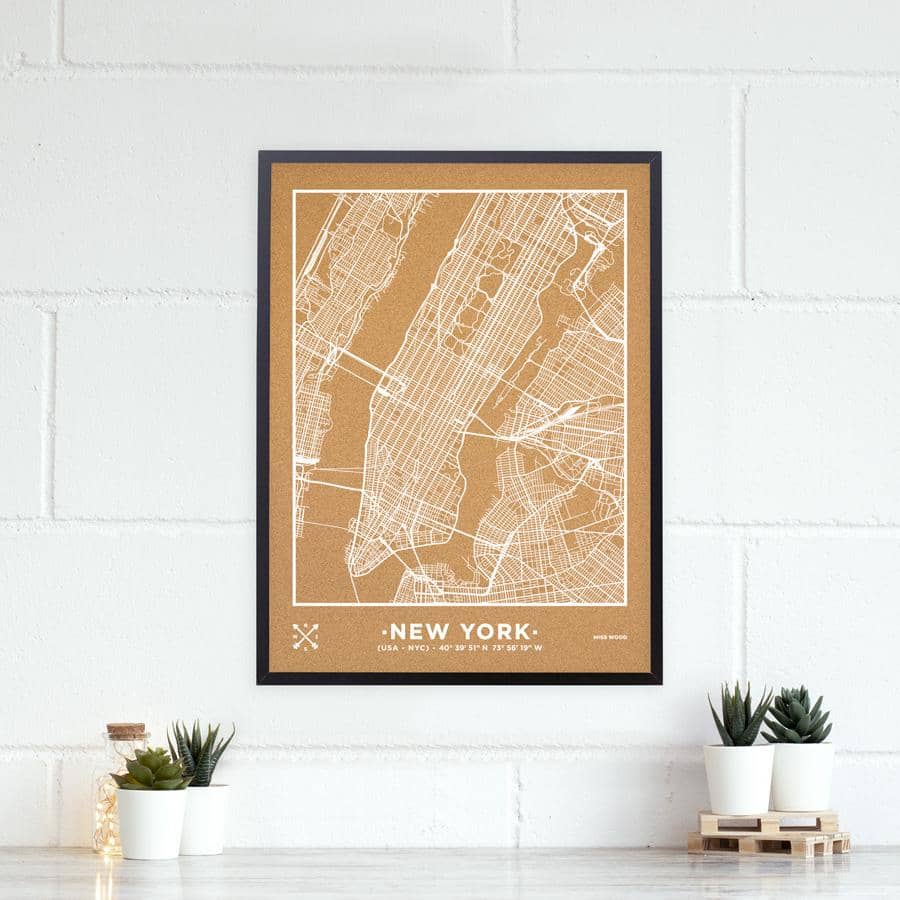 Mapa de corcho - Woody Map Natural Nueva York - Misswood