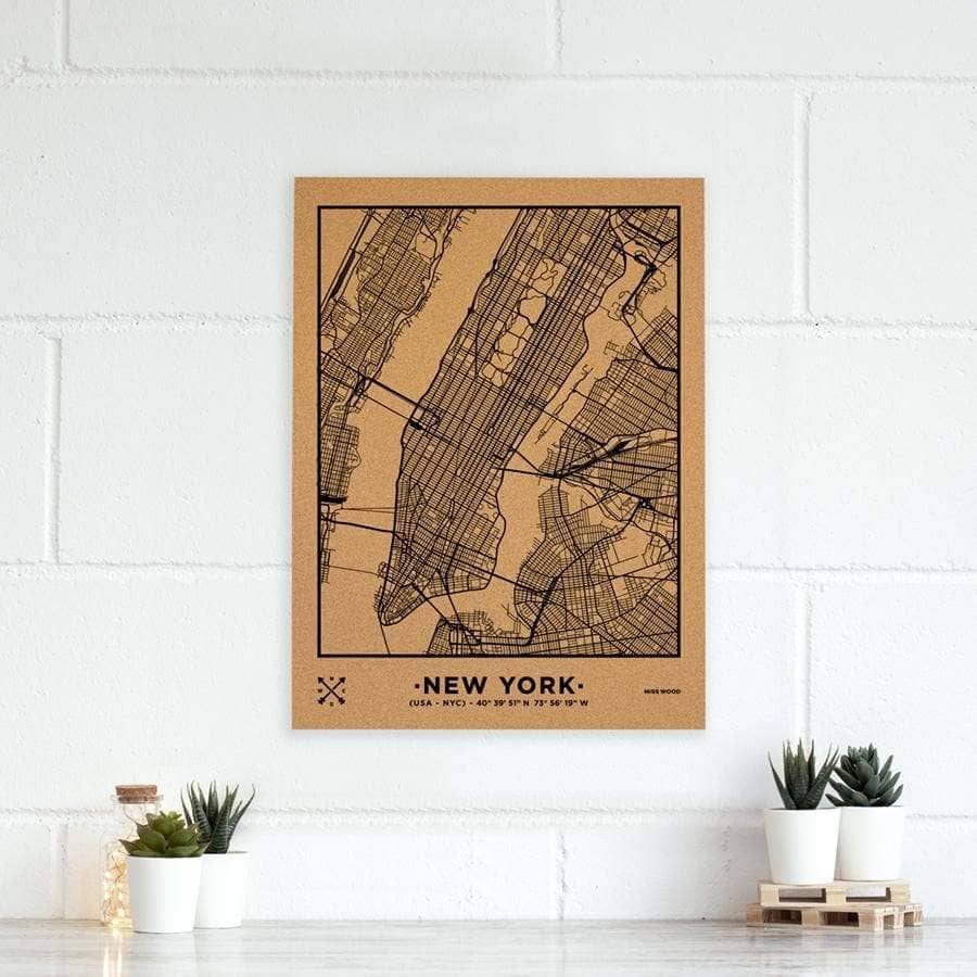Mapa de corcho - Woody Map Natural Nueva York - Misswood