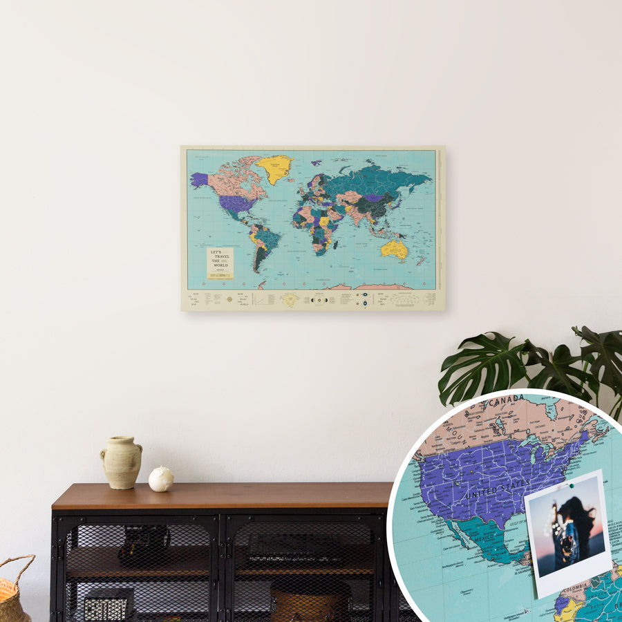 Lienzo Mapamundi - Woody Map Canva-Aquarius / 75 x 50 cm-Aquarius-75 x 50 cm-Misswood