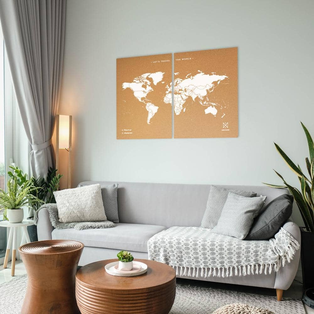 Mapamundi corcho - Woody Map Natural World - Misswood