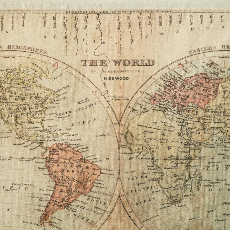 Mapamundi de tela - Woody Cotton Map----Misswood