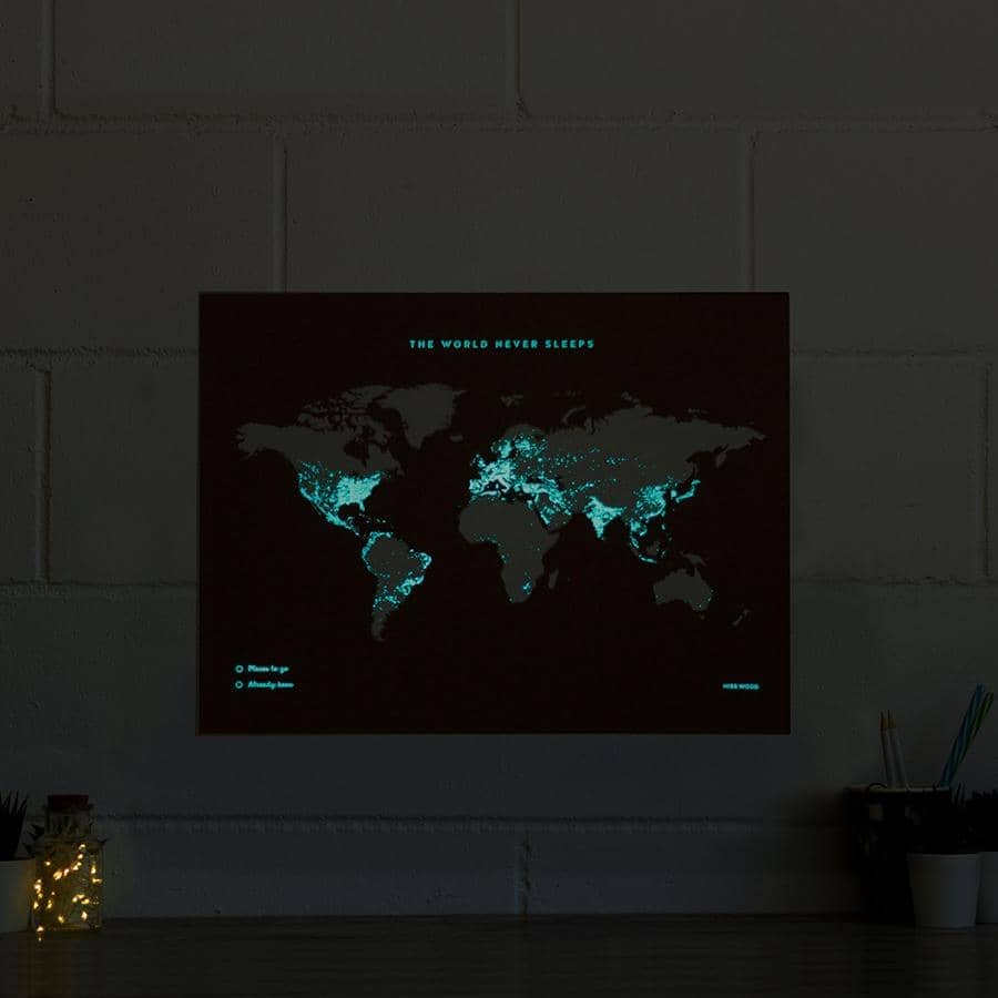 Mapa de corcho - Woody Map Fluor Edition-60 x 45 cm / Sin marco-60 x 45 cm-Sin marco-Misswood