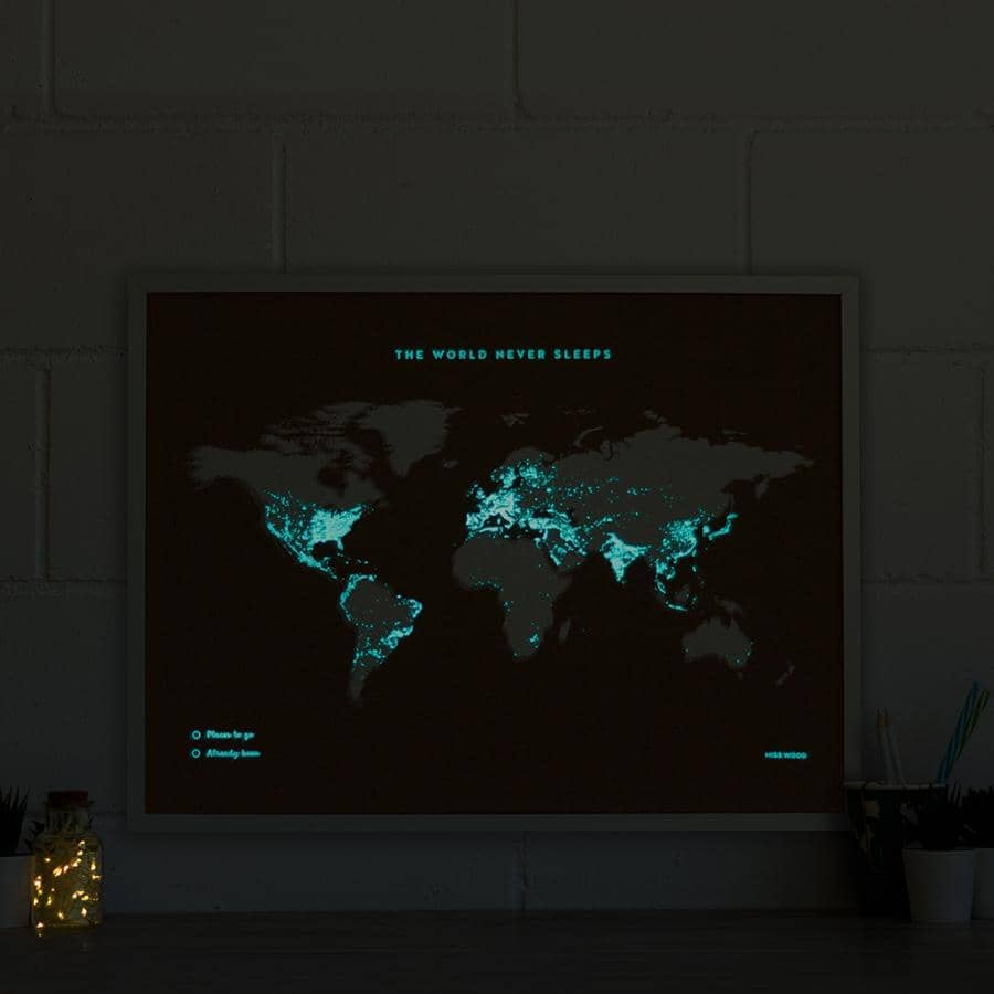 Mapa de corcho - Woody Map Fluor Edition-90 x 60 cm / Marco Blanco-90 x 60 cm-Marco Blanco-Misswood