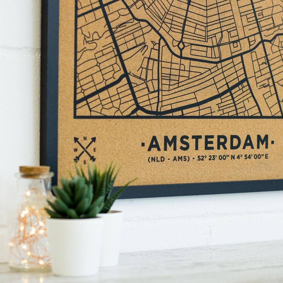 Mapa de corcho - Woody Map Natural Amsterdam----Misswood
