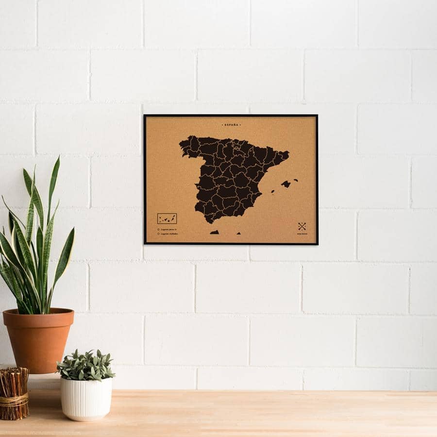Mapa de corcho - Woody Map Natural España-60 x 45 cm / Negro / Marco Negro-60 x 45 cm-Negro-Marco NegroMisswood