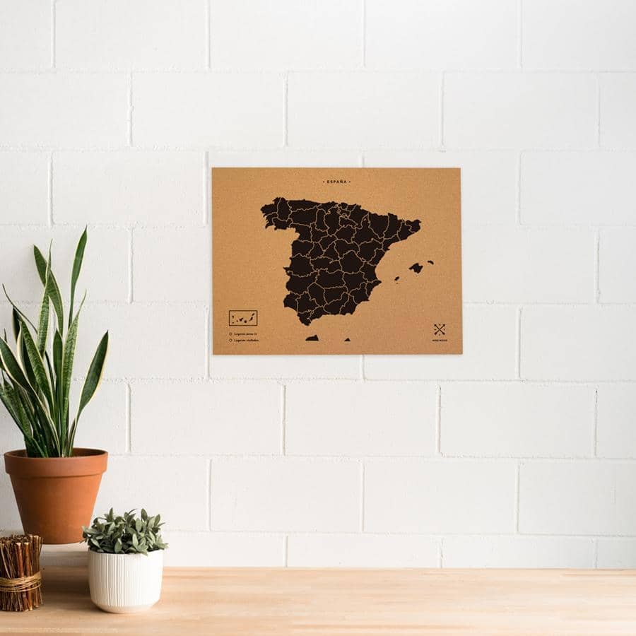 Mapa de corcho - Woody Map Natural España-60 x 45 cm / Negro / Sin Marco-60 x 45 cm-Negro-Sin MarcoMisswood