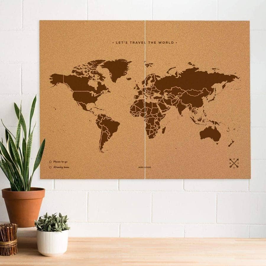 Mapamundi corcho - Woody Map Natural World-120 x 90 cm / Marron / Sin marco-120 x 90 cm-Marron-Sin marcoMisswood