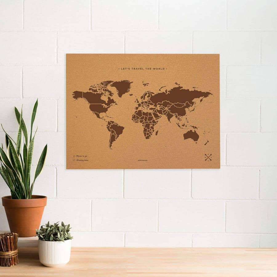 Mapamundi corcho - Woody Map Natural World-90 x 60 cm / Marron / Sin marco-90 x 60 cm-Marron-Sin marcoMisswood