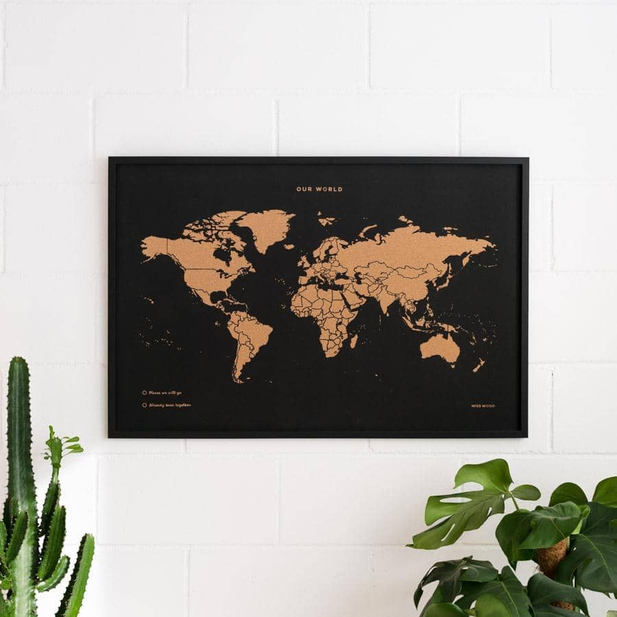 Mapamundi corcho - Woody Map Special Edition-90 x 60 cm / Negro-90 x 60 cm-Negro-Misswood